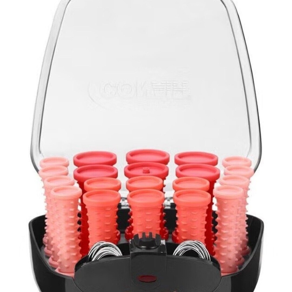 Conair Compact Hot Rollers Coral Curls & Waves HS83N with Pins